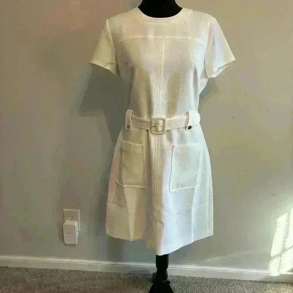 Club Monaco White Belted Pocket Dress Size 8 New With Tags - Picture 3 of 12